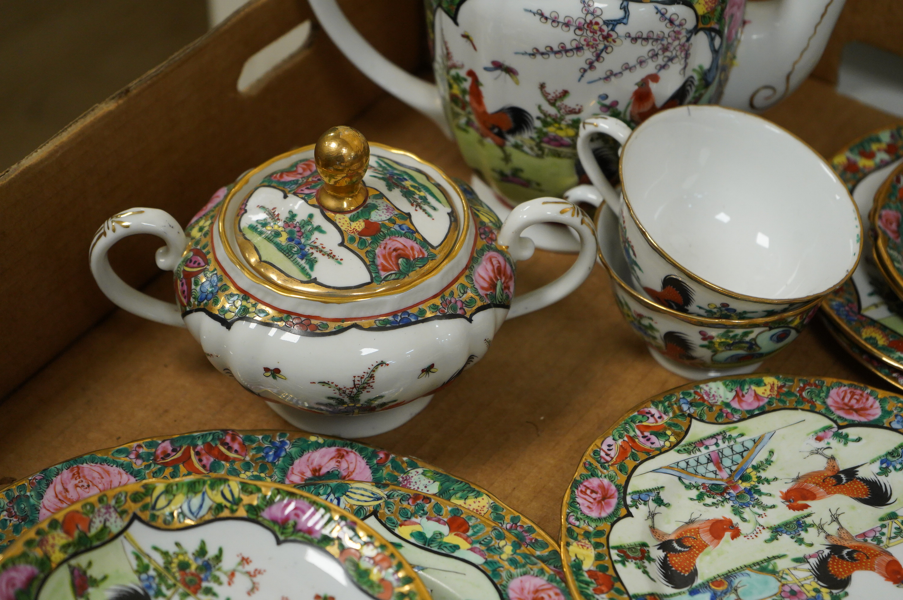 A Chinese Canton enamel teaset